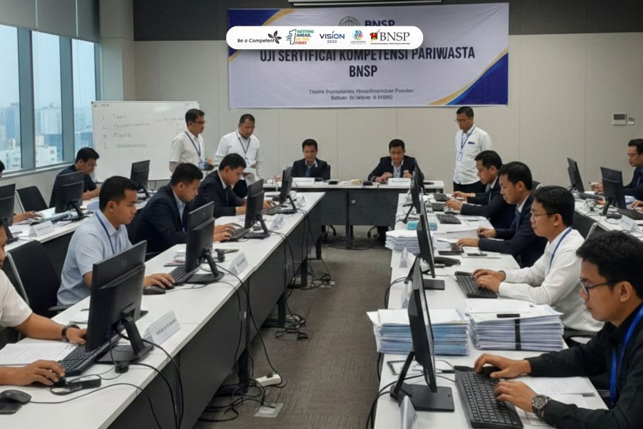 Peserta mengikuti uji sertifikasi kompetensi pariwisata resmi berlisensi BNSP