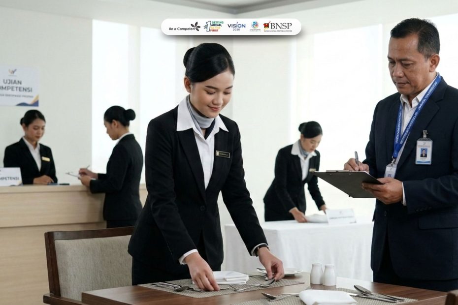 Proses uji kompetensi sertifikasi perhotelan resmi di lembaga tersertifikasi BNSP