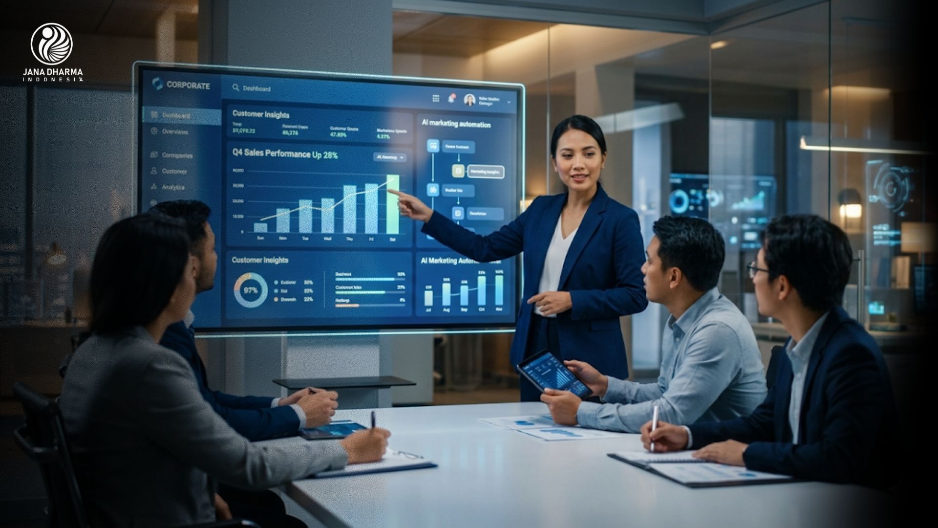 Sales & Marketing Manager sedang menganalisis strategi pemasaran digital dan data penjualan untuk meningkatkan performa bisnis tahun 2026