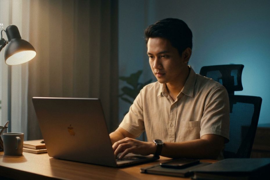Seorang profesional muda sedang berdiskusi santai di coffee shop mengenai pilihan kerja sesuai jurusan dan skill