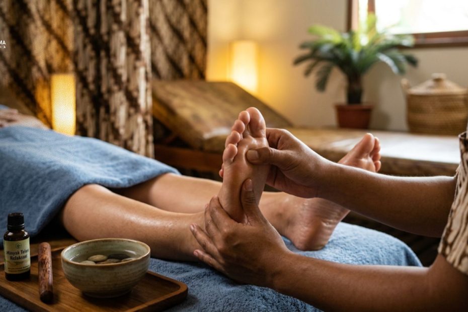 pemijatan titik refleksologi kaki pegal untuk meredakan nyeri dan lelah