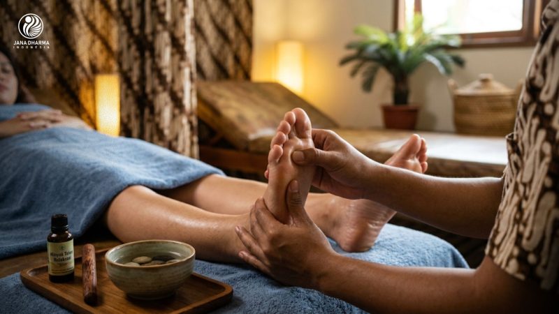 pemijatan titik refleksologi kaki pegal untuk meredakan nyeri dan lelah