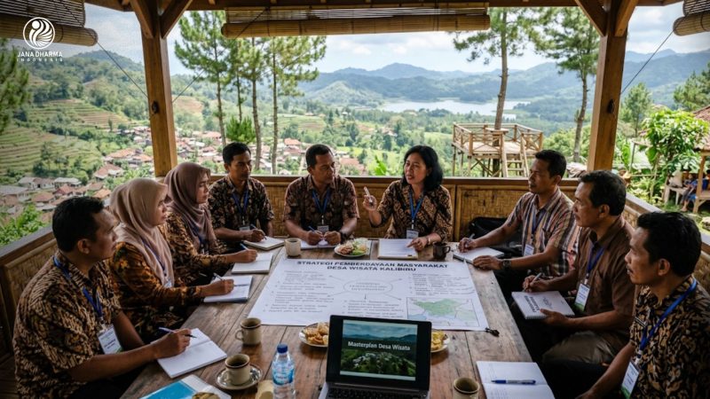 Kelompok sadar wisata sedang berdiskusi merencanakan strategi pemberdayaan masyarakat desa wisata
